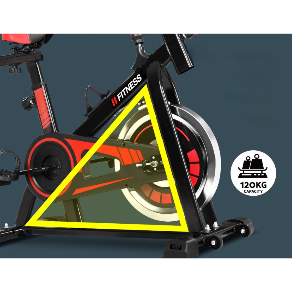 Spin Bike Exercise Bike Flywheel Fitness Workout Gym Holder - Max User Weight 120kg