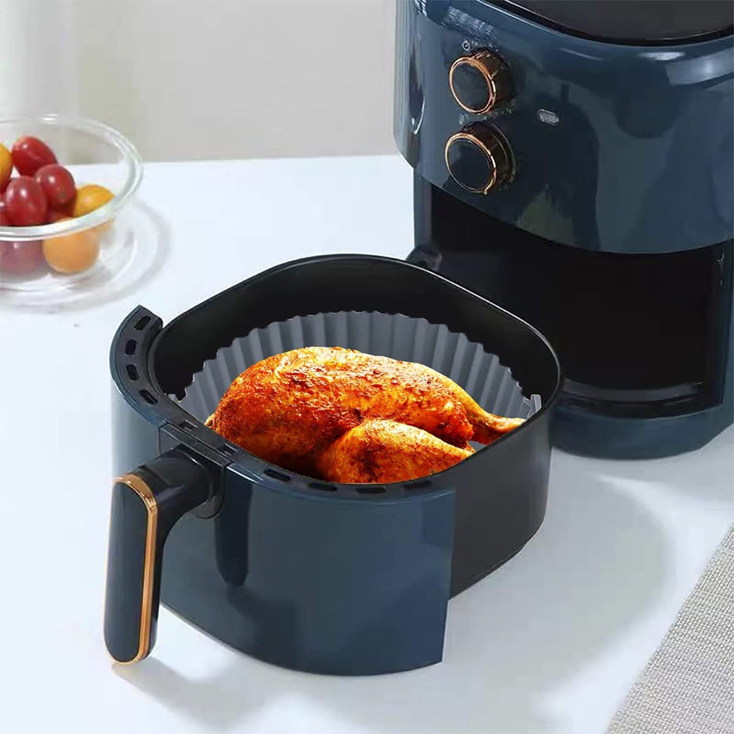 Air Fryer Reusable Non Stick Heat Resistant Silicone Pots 2 Pcs - Grey