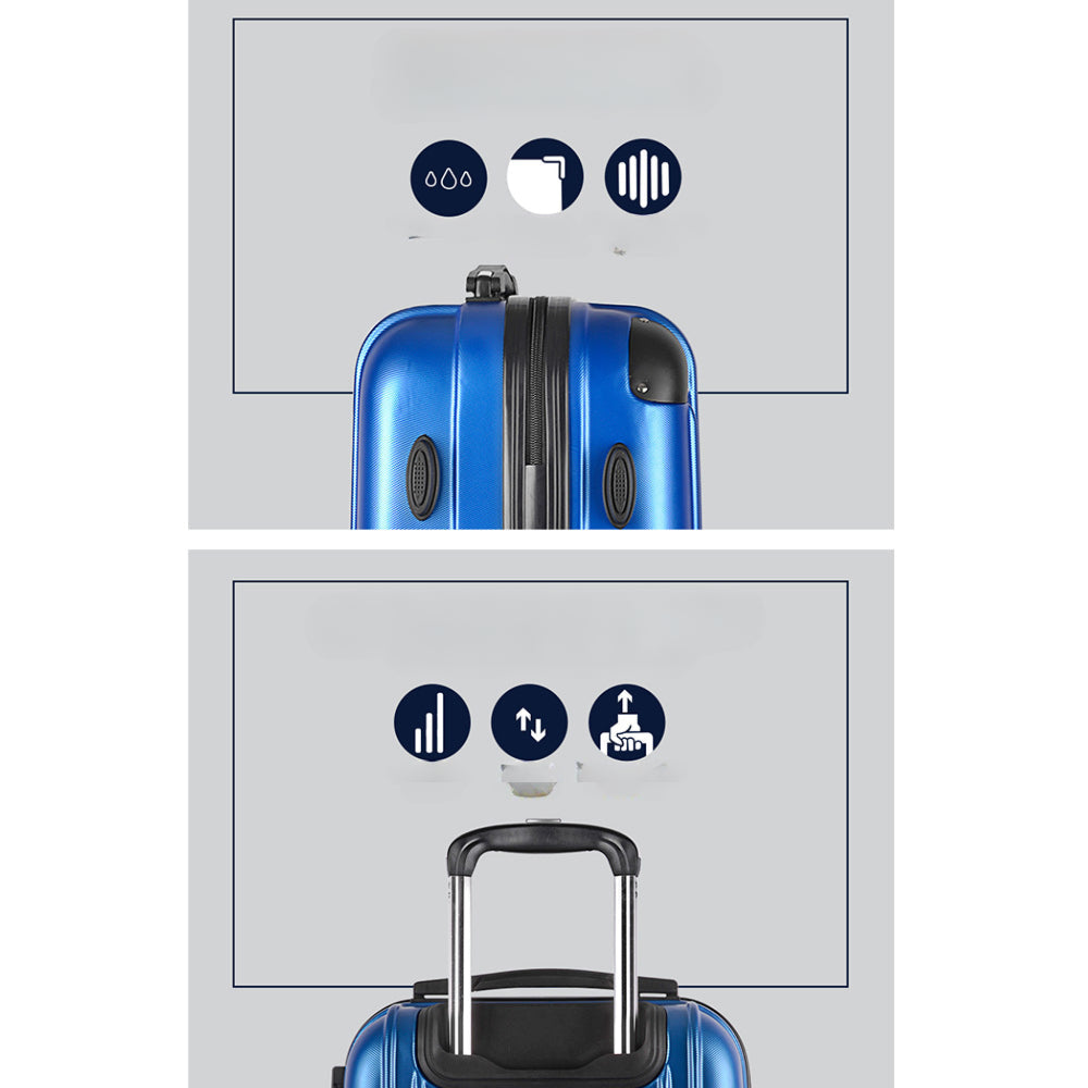 2pc Luggage Trolley Suitcase Sets Travel TSA Hard Case Blue