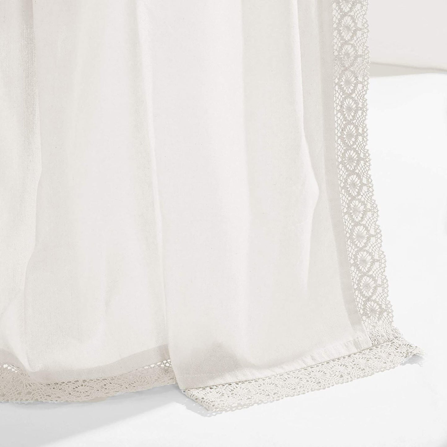 Rustic Farmhouse Style Window Curtain Panel Set 54 x 84 Inch - White