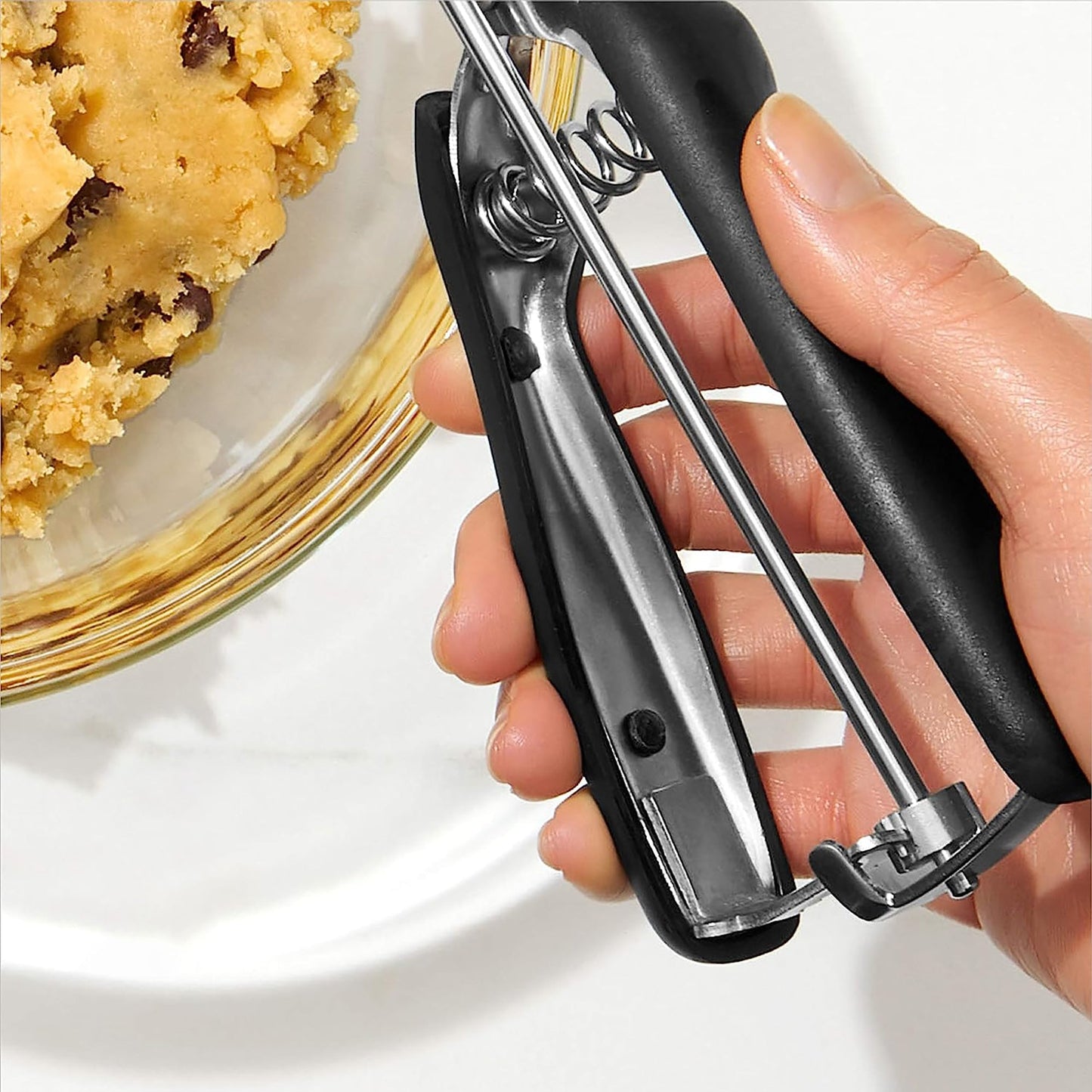 Stainless Steel Cookie Dough Scoop with Non Slip Grip Medium - Black