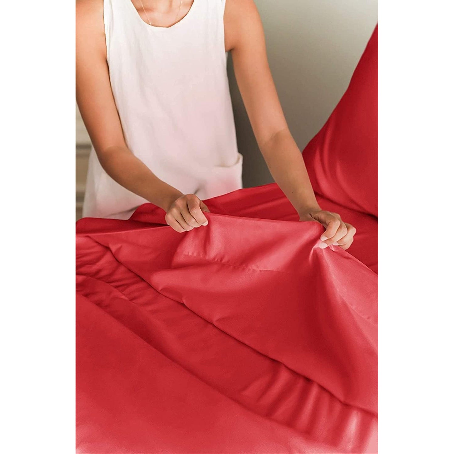 2000TC Ultra-Soft Luxury Deep Pocket Bedding Sheet Set - Red