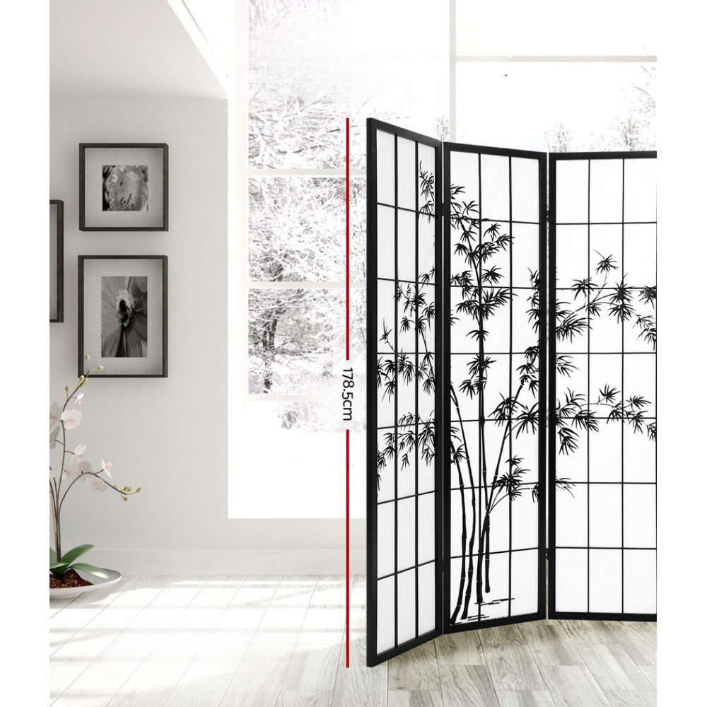 Room Divider Screen Privacy Dividers Pine Wood Stand Black White 4 Panel
