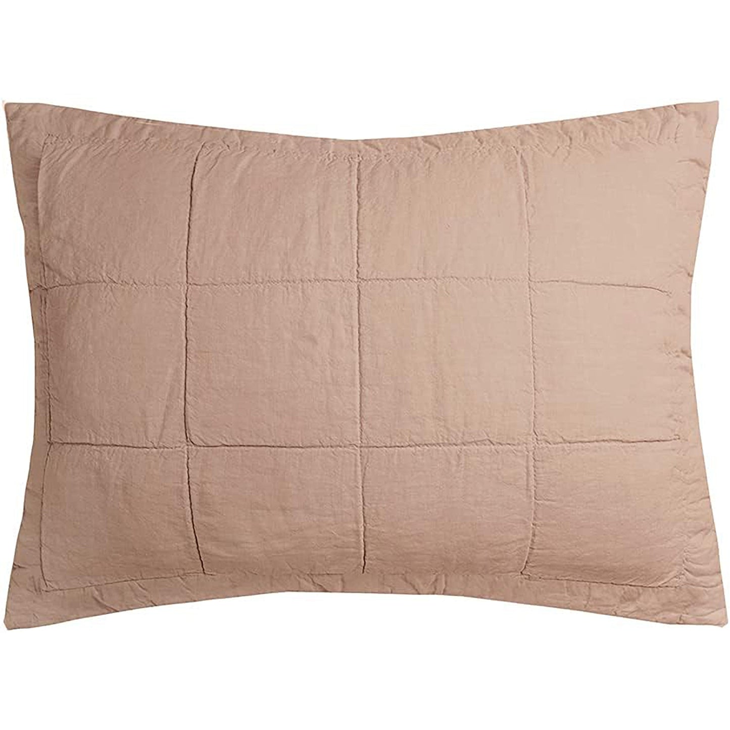 French Flax Linen Quilted Pillow Sham - 48 x 73 cm