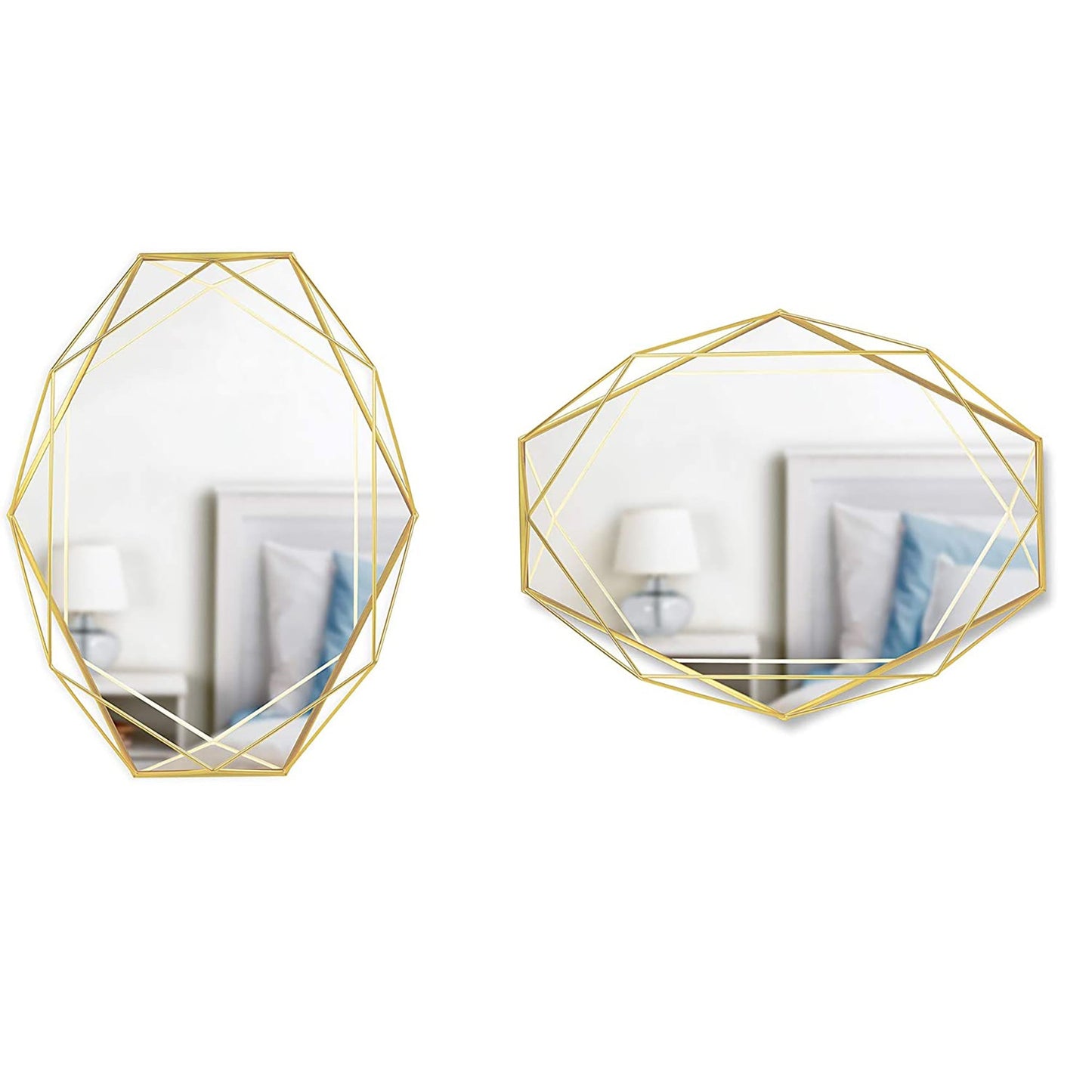 Modern Geometric Shaped Oval Wall Mirror Home Decor - Matte Brass