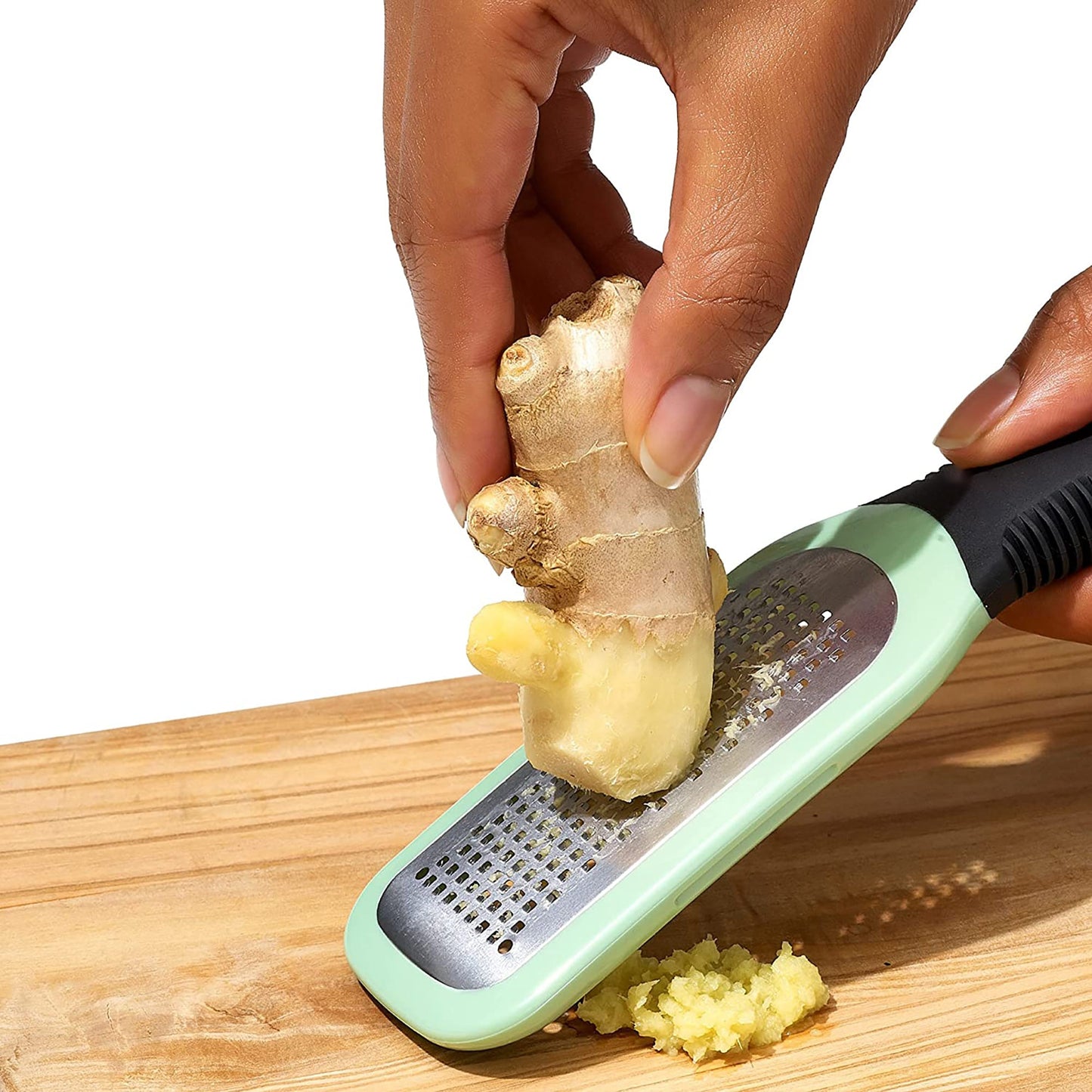 Etched Ginger and Garlic Grater 7x2.5 Inch - Green