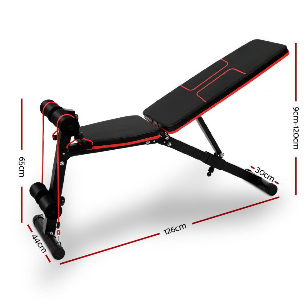 Adjustable FID Weight Bench Fitness Flat Incline Gym Home Steel Frame - 6 Levels