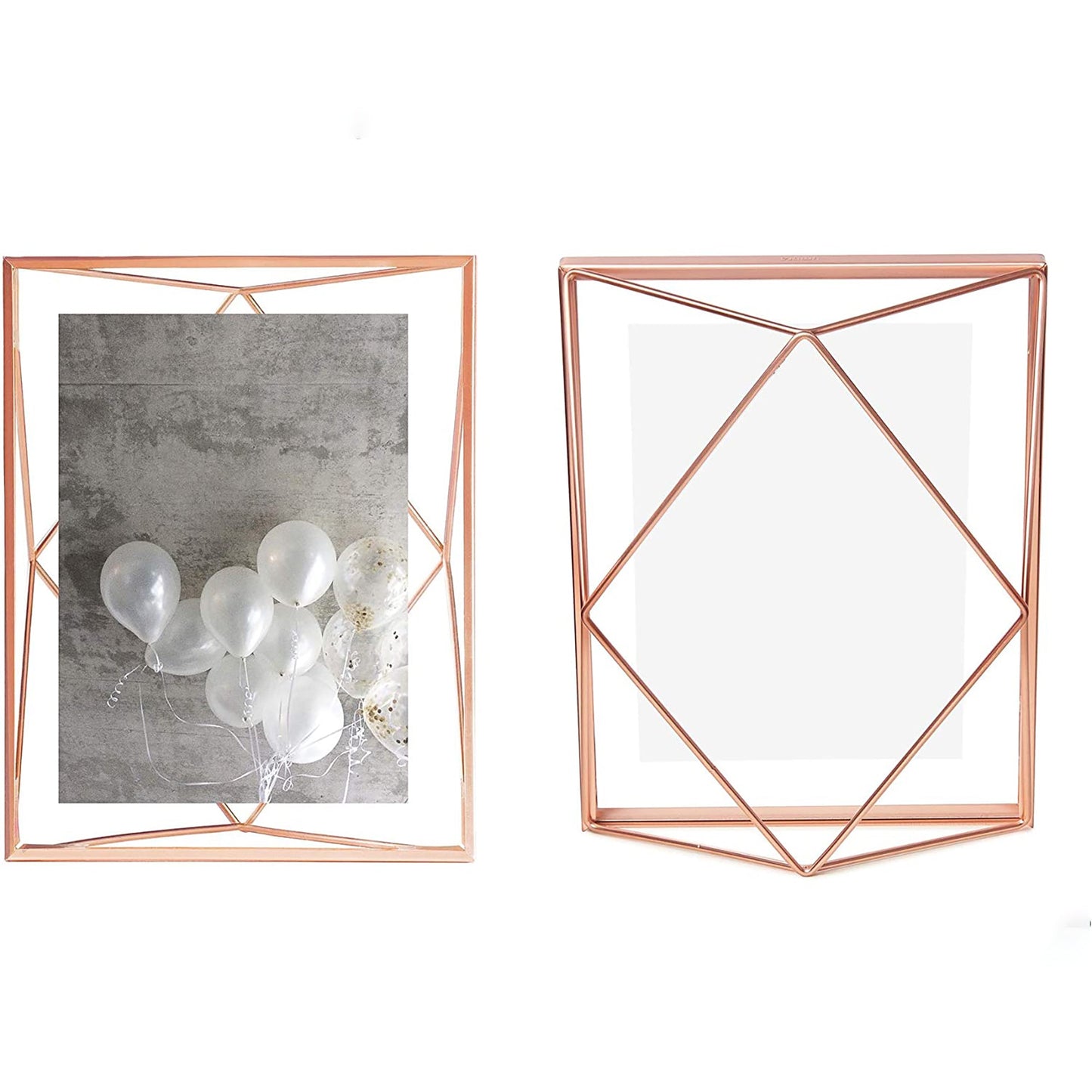Geometric Prisma Picture Frame Photo Display for Desk Wall  5x7 Inch - Copper