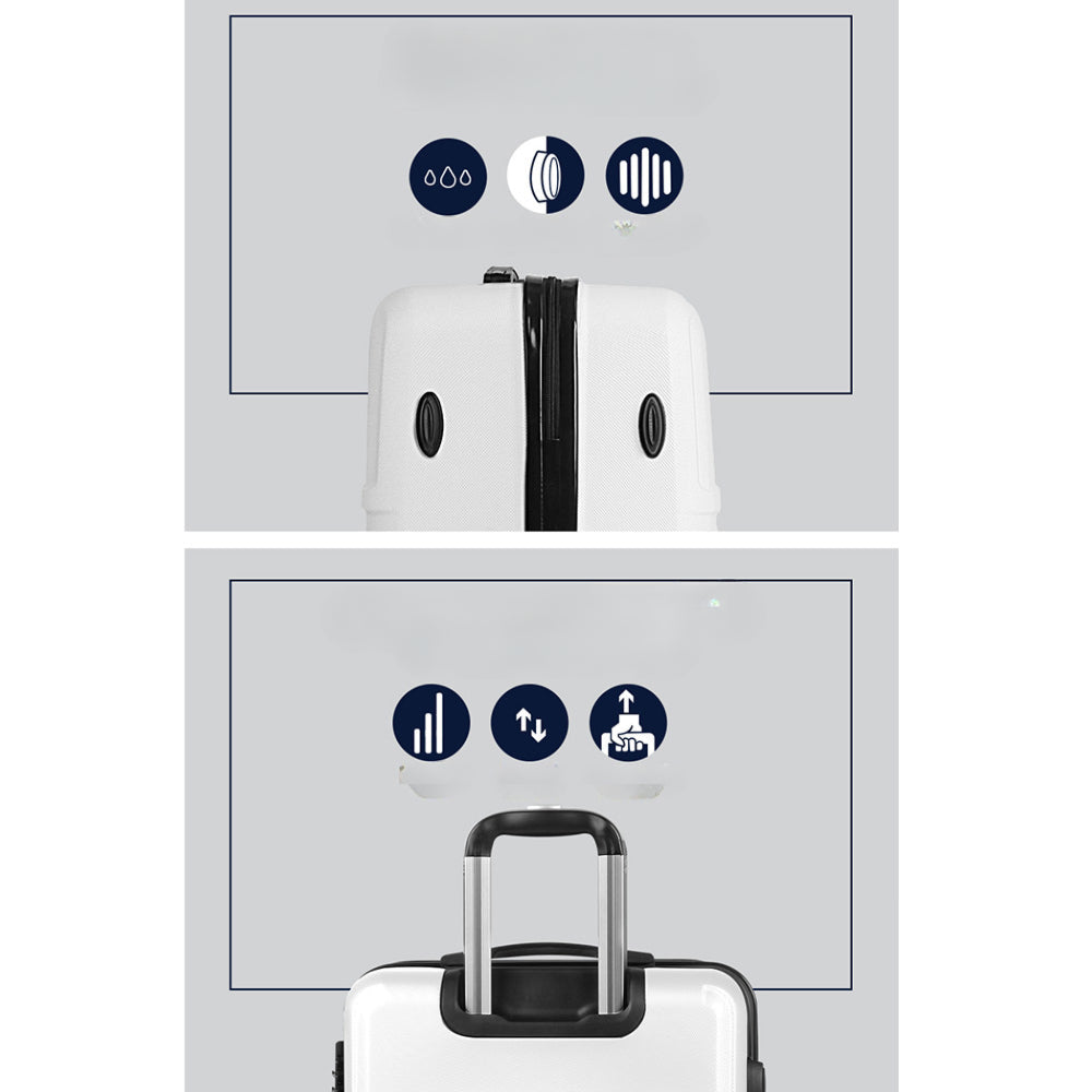 3pc Luggage Trolley Set Suitcase Travel TSA Hard Case White