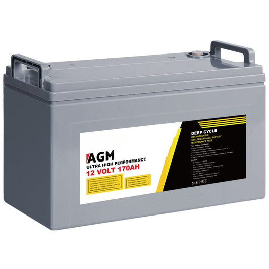 Solar Powered Marine Battery Battery Caravan Box AGM 170Ah - 12V