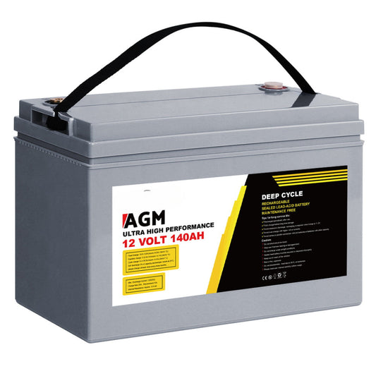 Solar Powered Marine Battery Battery Caravan Box AGM 140Ah - 12V