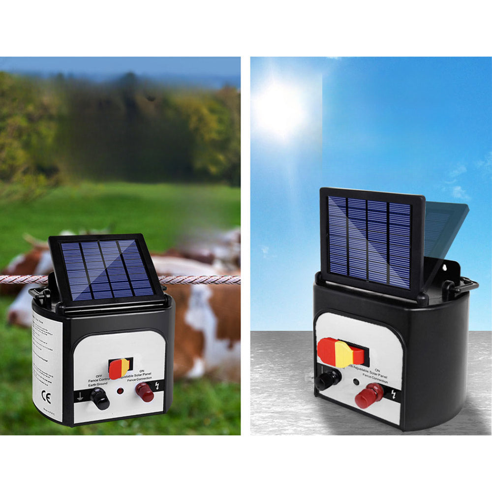Solar Power Electric Fence Charger Energiser 0.3J - White