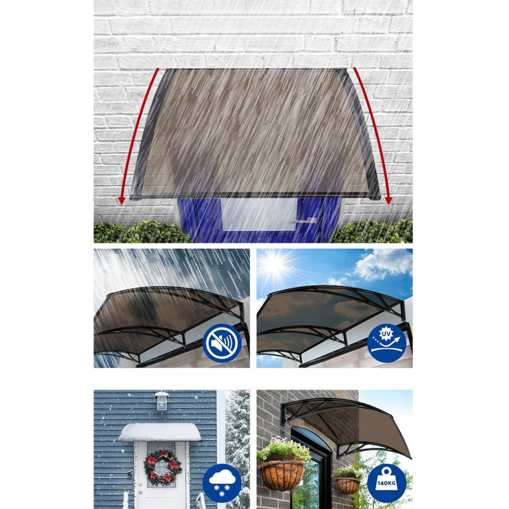 Window DIY Door Awning Patio Canopy UV Shield Brown - 1x4m