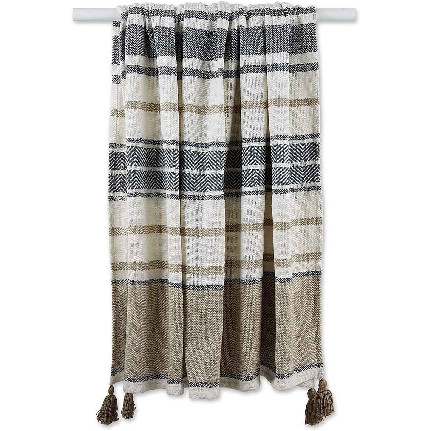 Traditional 2 Tone Chevron Stripe Throw 50x60 - Stone