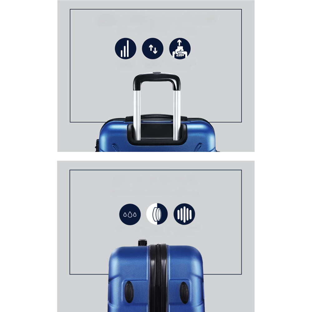 3pc Luggage Travel Sets Suitcase Trolley Lock Blue