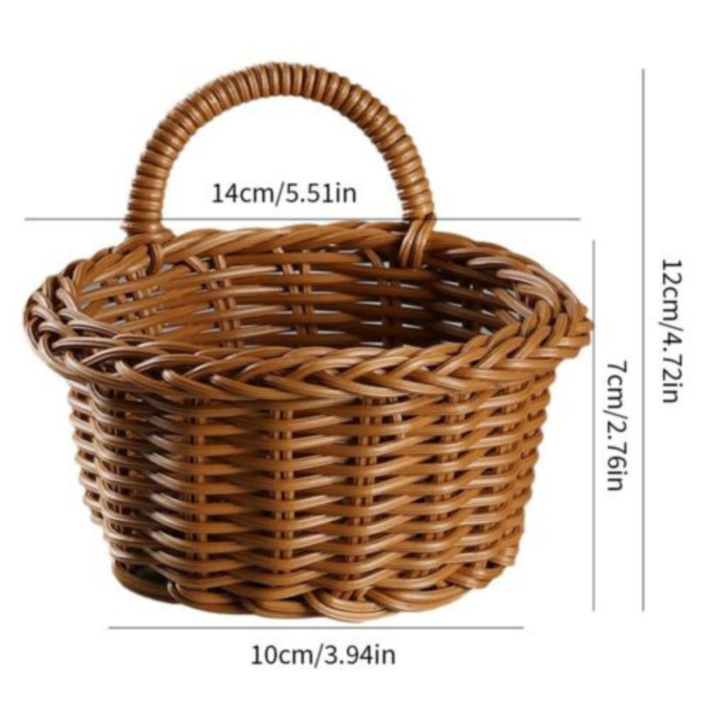 Handmade Wicker Rattan Basket Wall Hanging Planter for Home Decor