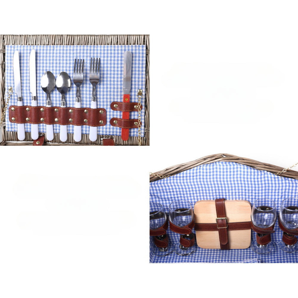 4 Person Picnic Basket Deluxe Baskets Outdoor Insulated Blanket