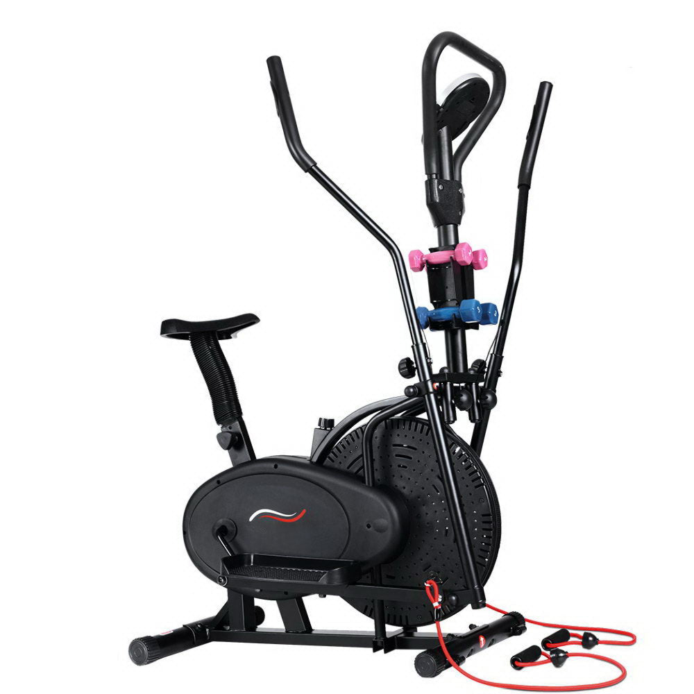 Elliptical Cross Trainer Exercise Bike Gym Fitness Machine Running Walking with Dumbbells - 6 in 1