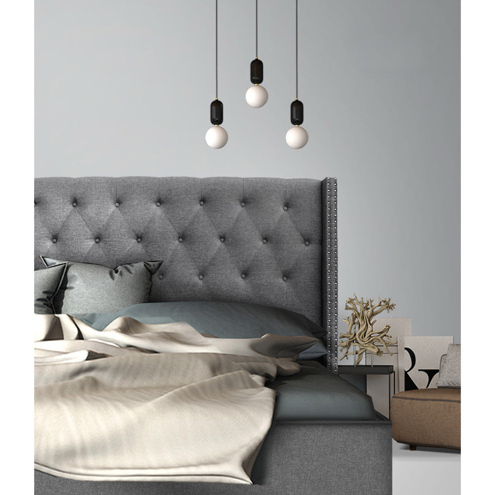 Bed Head Headboard King Size Bedhead Fabric Frame Base Grey