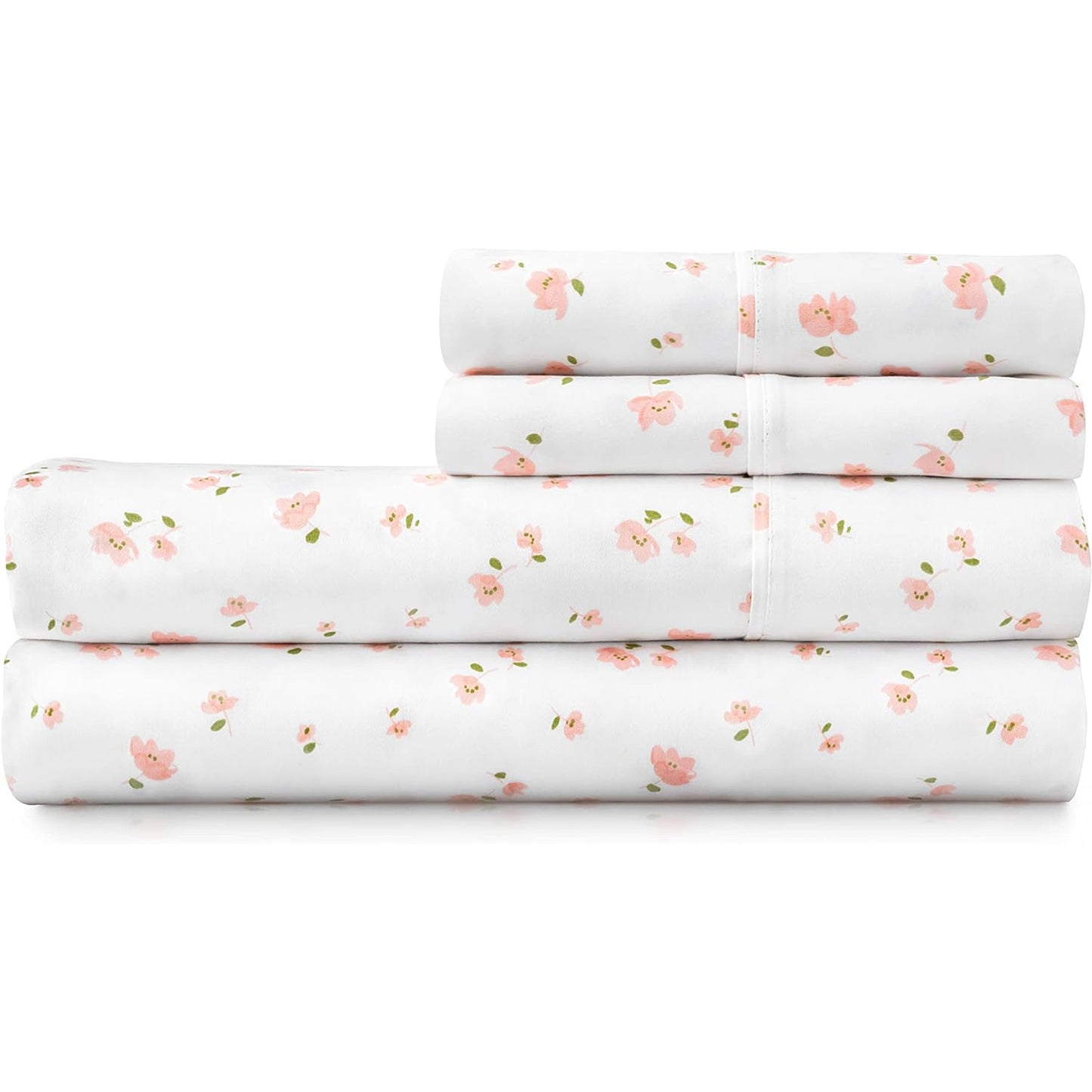 100% Cotton Soft and Durable Sateen Bed Sheet Set - Shea Floral Blush