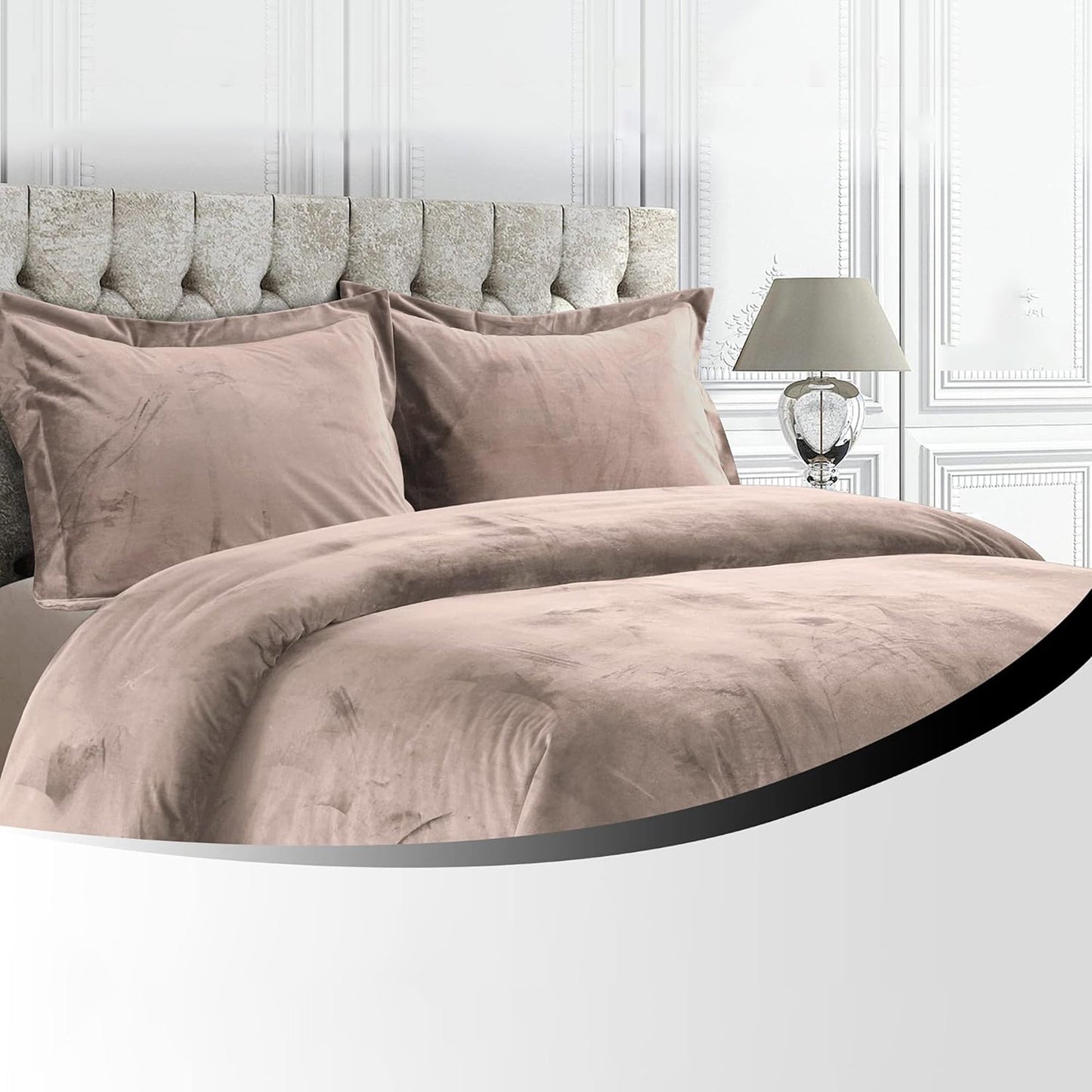 Venice Velvet Oversized Solid Duvet Cover Set - Taupe