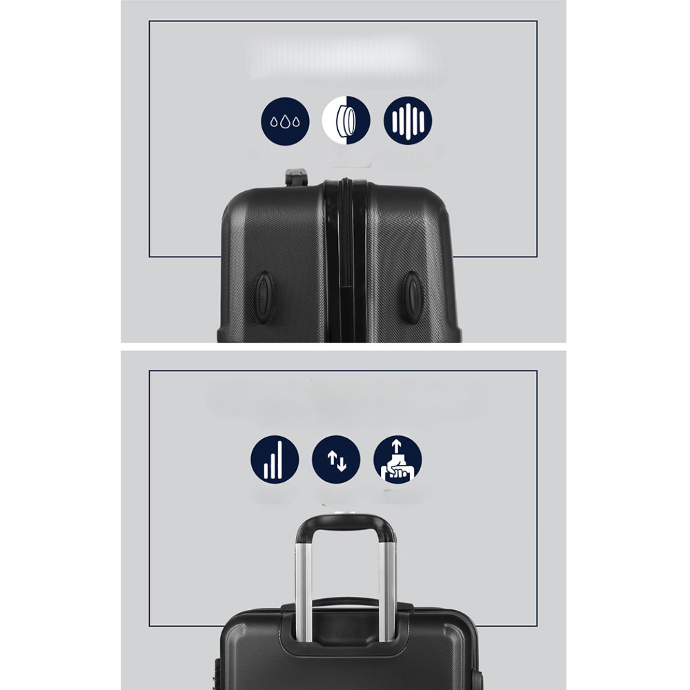 3pc Luggage Trolley Set Suitcase Travel TSA Hard Case Black