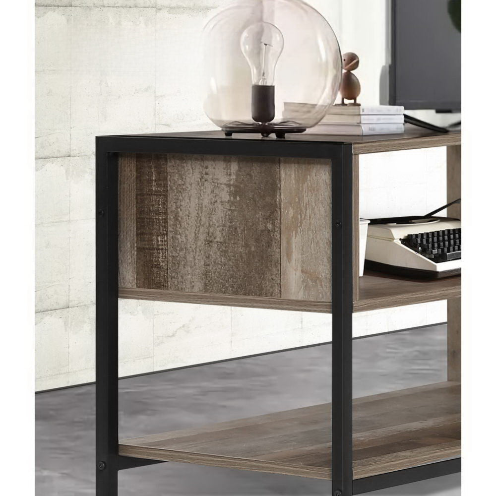 TV Cabinet Entertainment Unit Stand Storage Wood Industrial Rustic 124cm