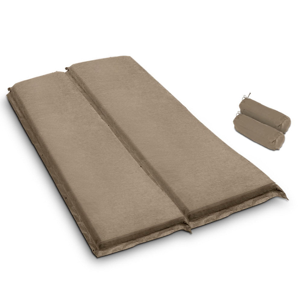 Camping Self Inflating Sleeping Mat Air Bed Double - Coffee
