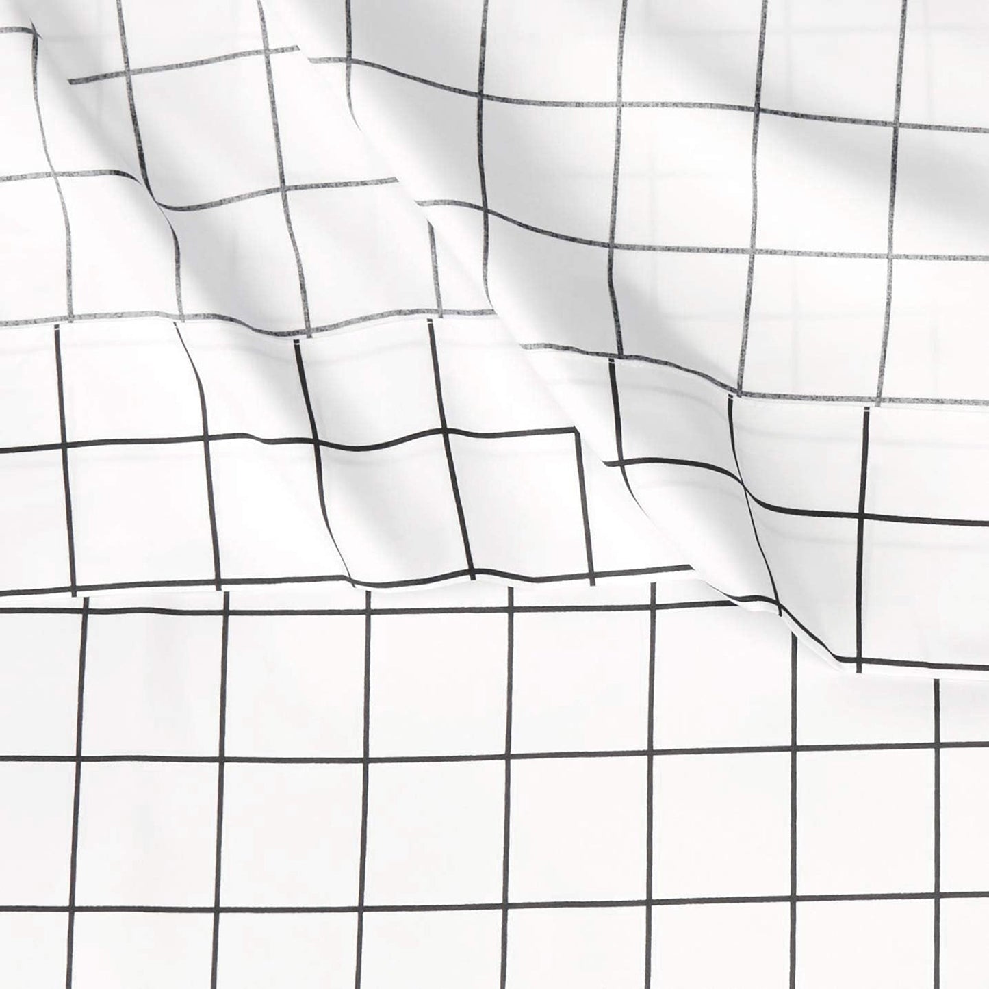 Soft Microfibre Bed Sheet Set with Elastic Pockets - Black Grid