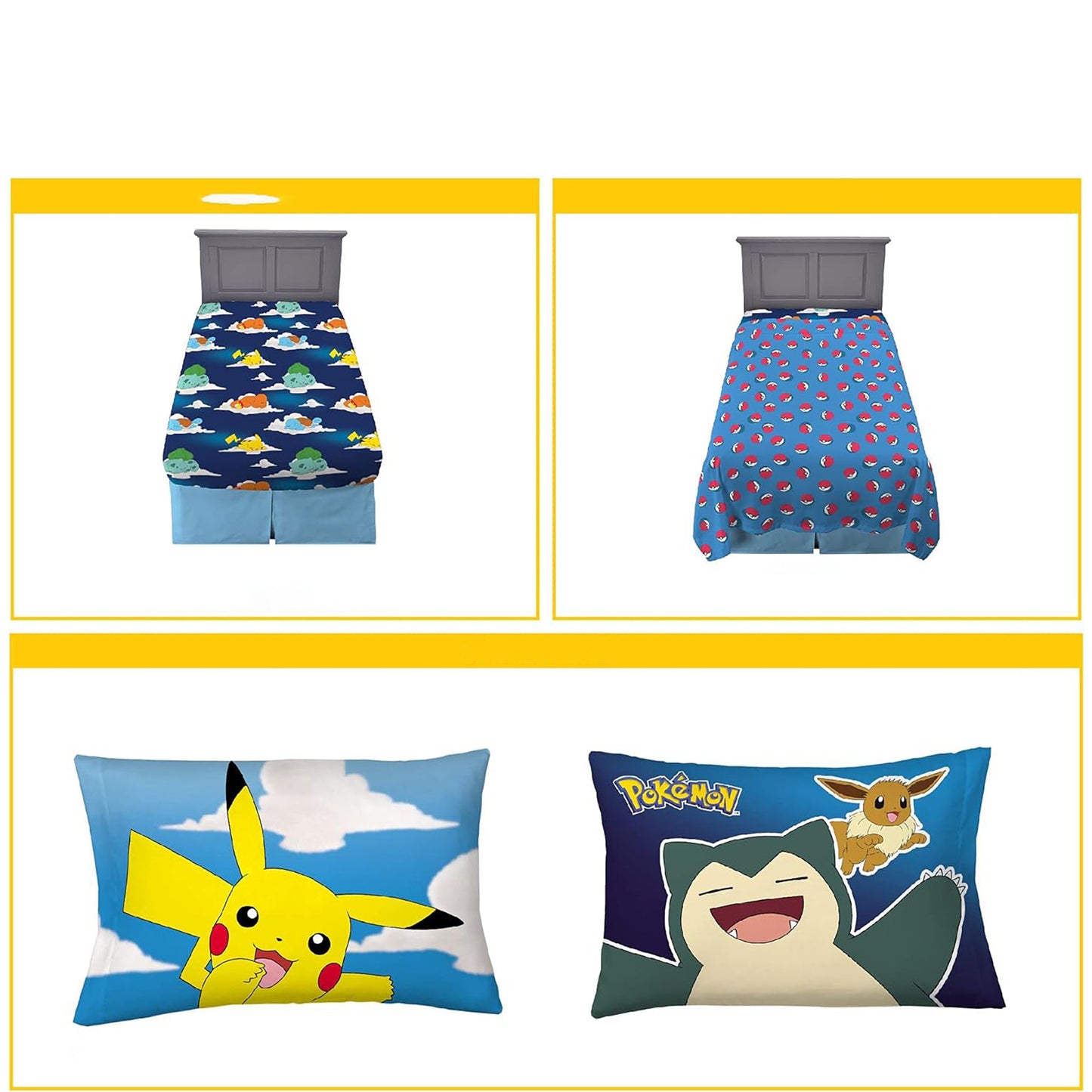Kids Bedding Super Soft Microfibre Bed Sheet Set - Pokemon