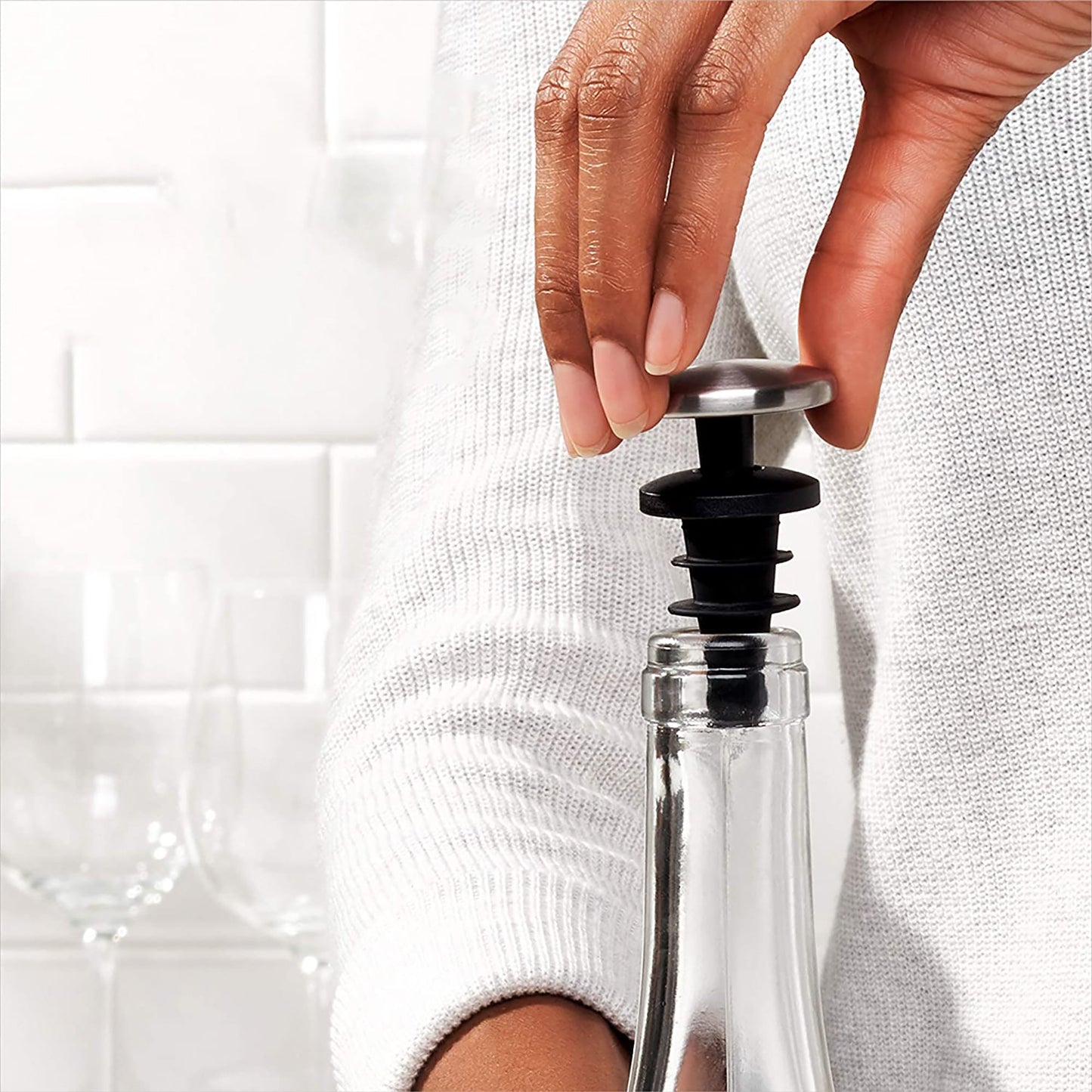 Silicone Stainless Spill Proof Wine Stopper Set