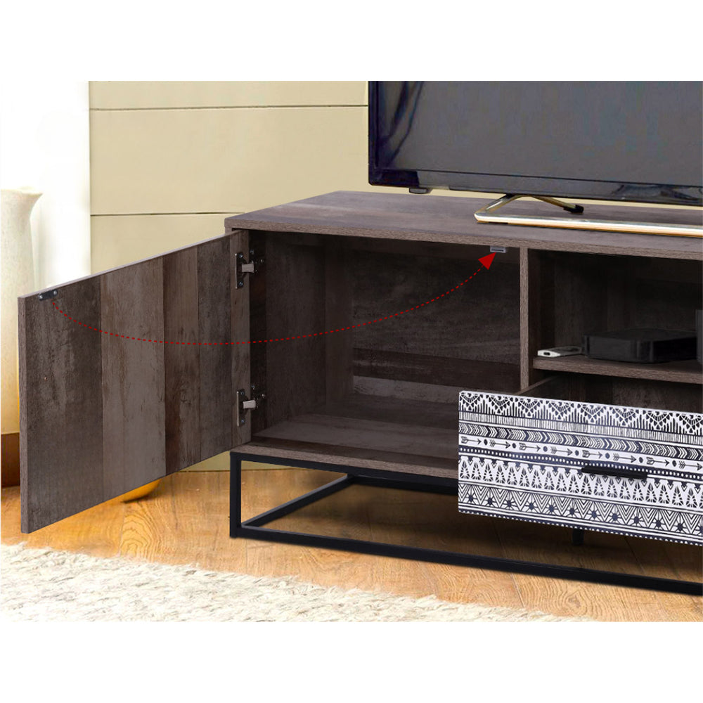 TV Cabinet Entertainment Unit Stand Storage Wooden Industrial Rustic 180cm