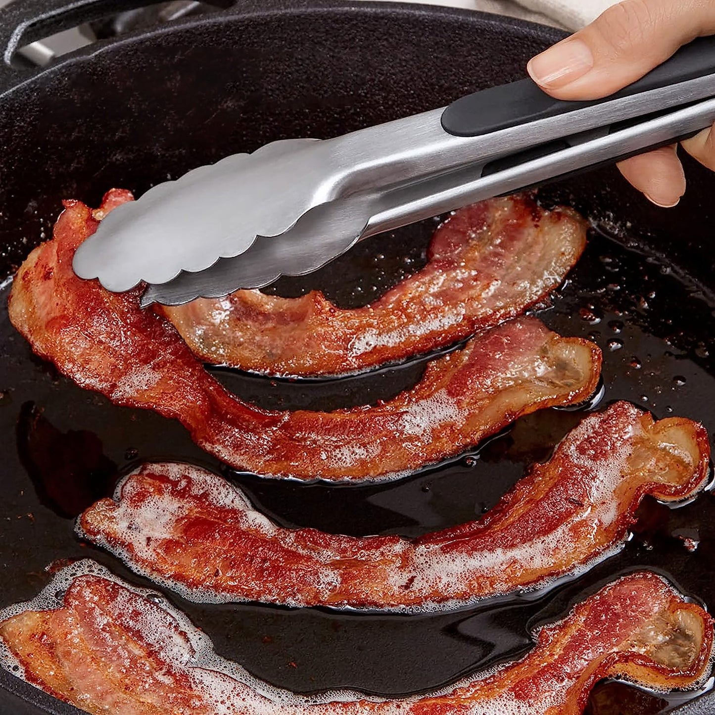 Stainless Steel Tongs with Non Slip Grip - 9 inch