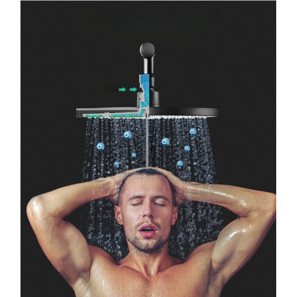 9'' Rain Shower Head Set Round Handheld High Pressure Wall Black