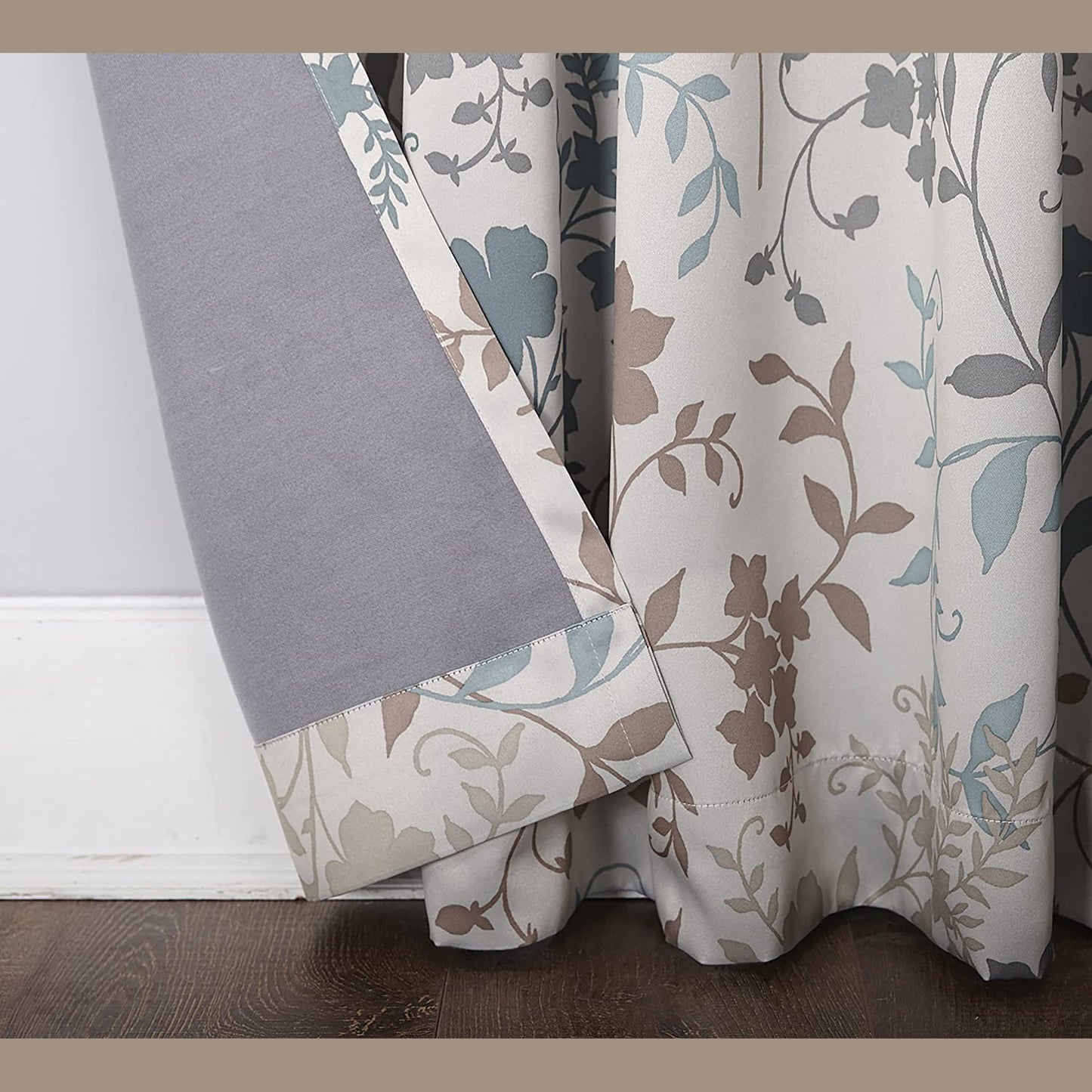 1PC Floral Print Energy Efficient Curtain Panel 54 x 84 Inch - Stone Beige