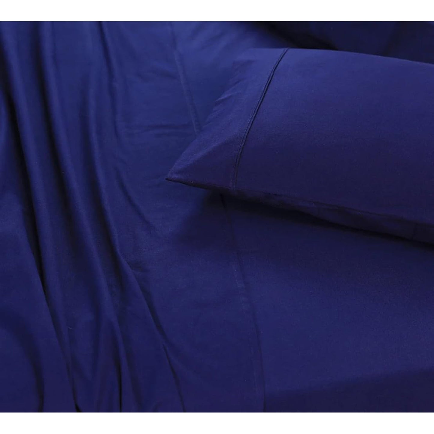 100% Cotton Vintage Washed Bed Sheet Set - Navy Blue