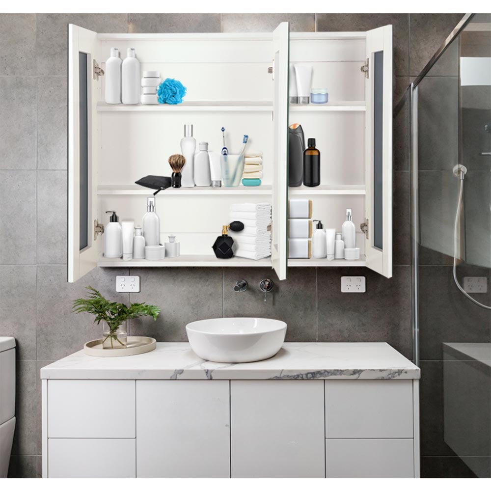 Bathroom Vanity Mirror with Storage Cabinet - White