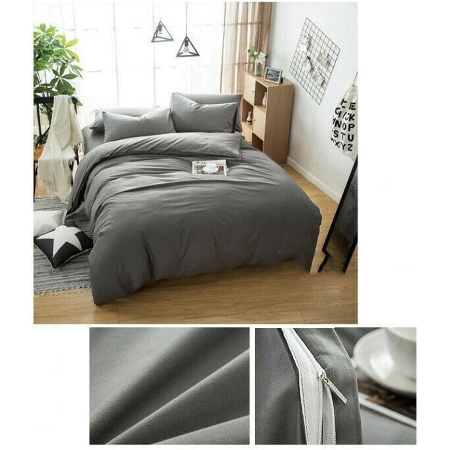2000 TC Premium Microfibre Doona Cover Ultra Soft Quilt Cover Set - Dark Grey