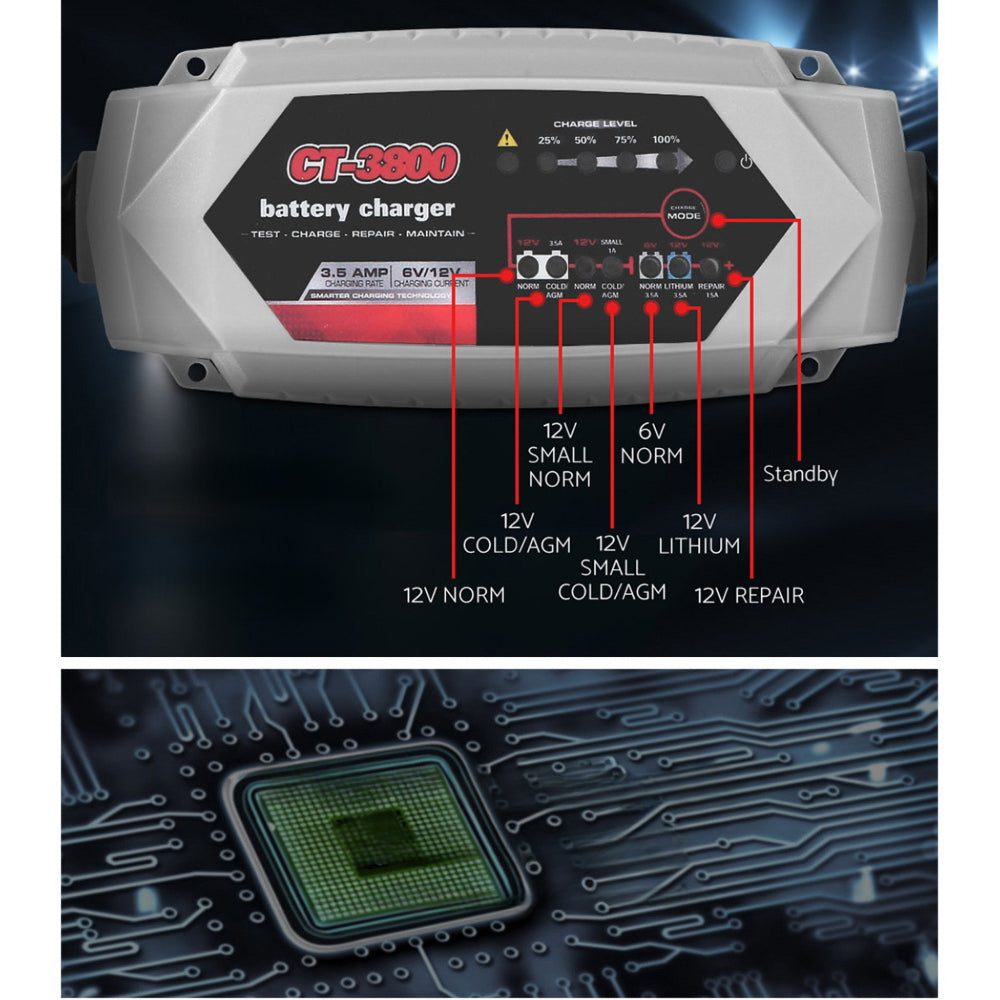 Smart Car Truck Boat Motorcycle Caravan Battery Charger SLA AGM 3.5A - 24V