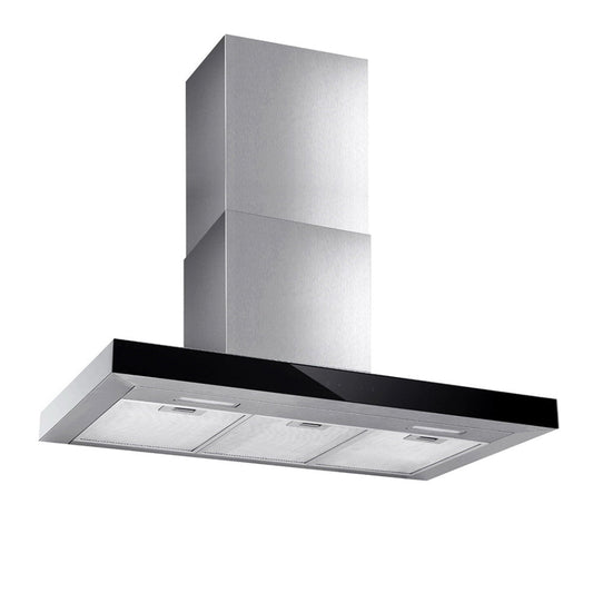 900mm Rangehood 90cm Stainless Steel Glass Kitchen Canopy Black