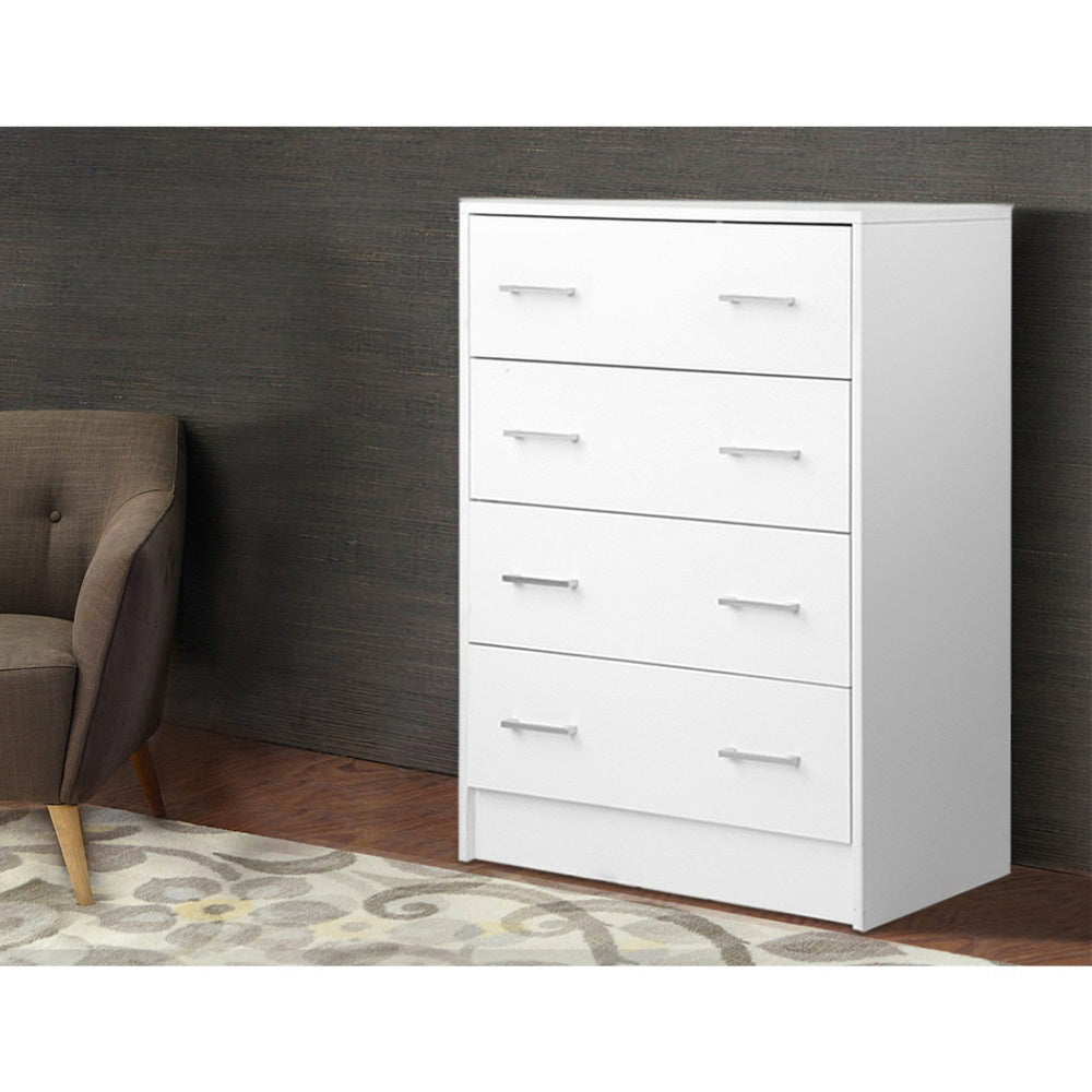 Tallboy 4 Drawers Storage Cabinet - White