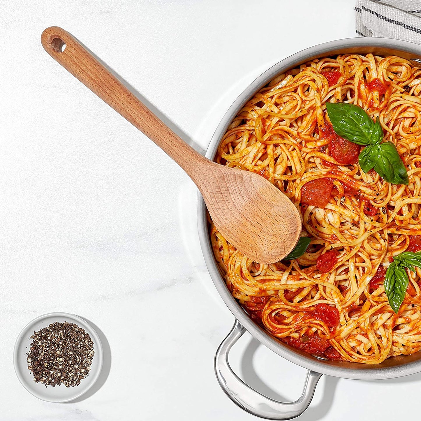 Solid Beechwood Medium Wooden Kitchen Spoon - Brown