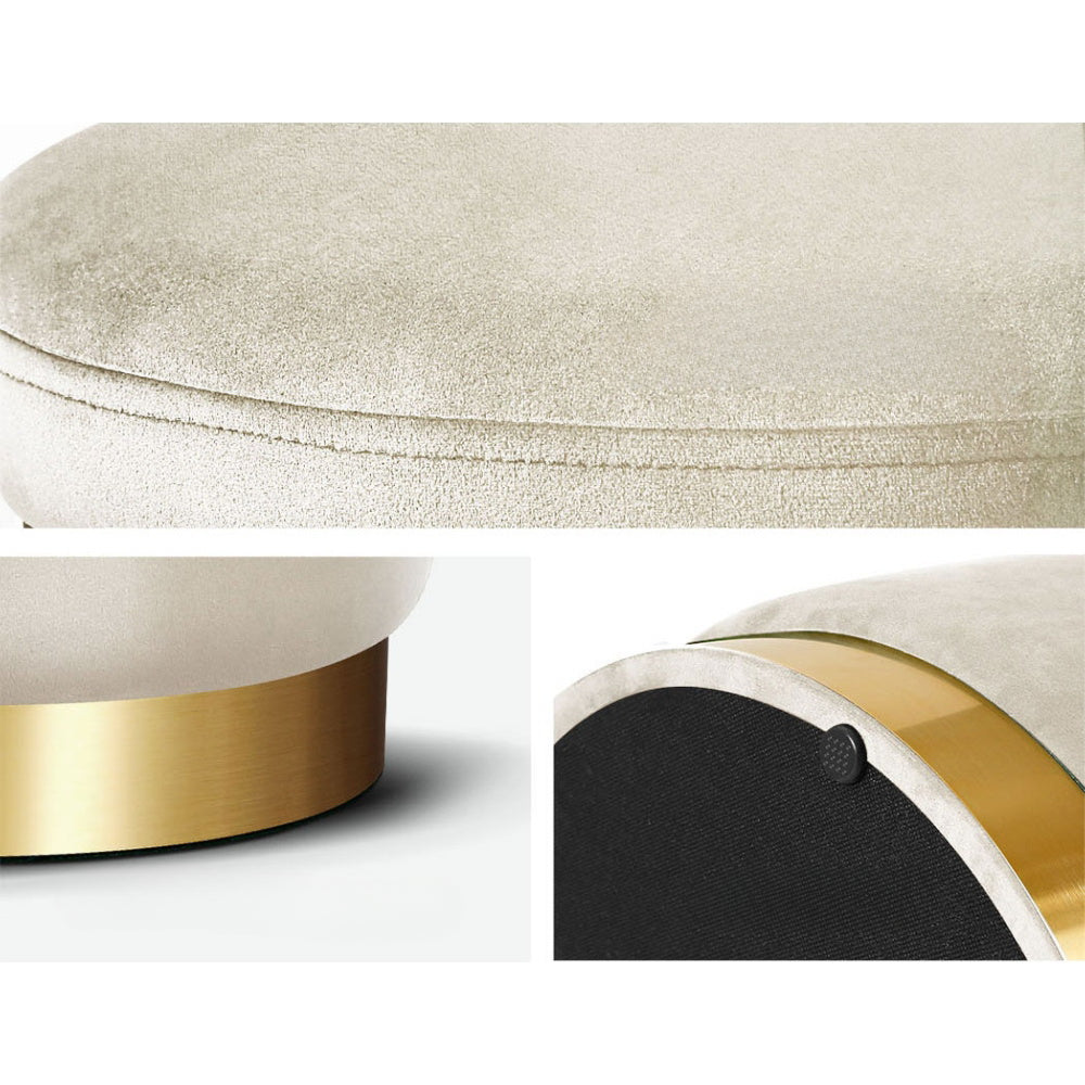 Round Velvet Foot Stool Ottoman Foot Rest Pouffe Padded Seat Footstool