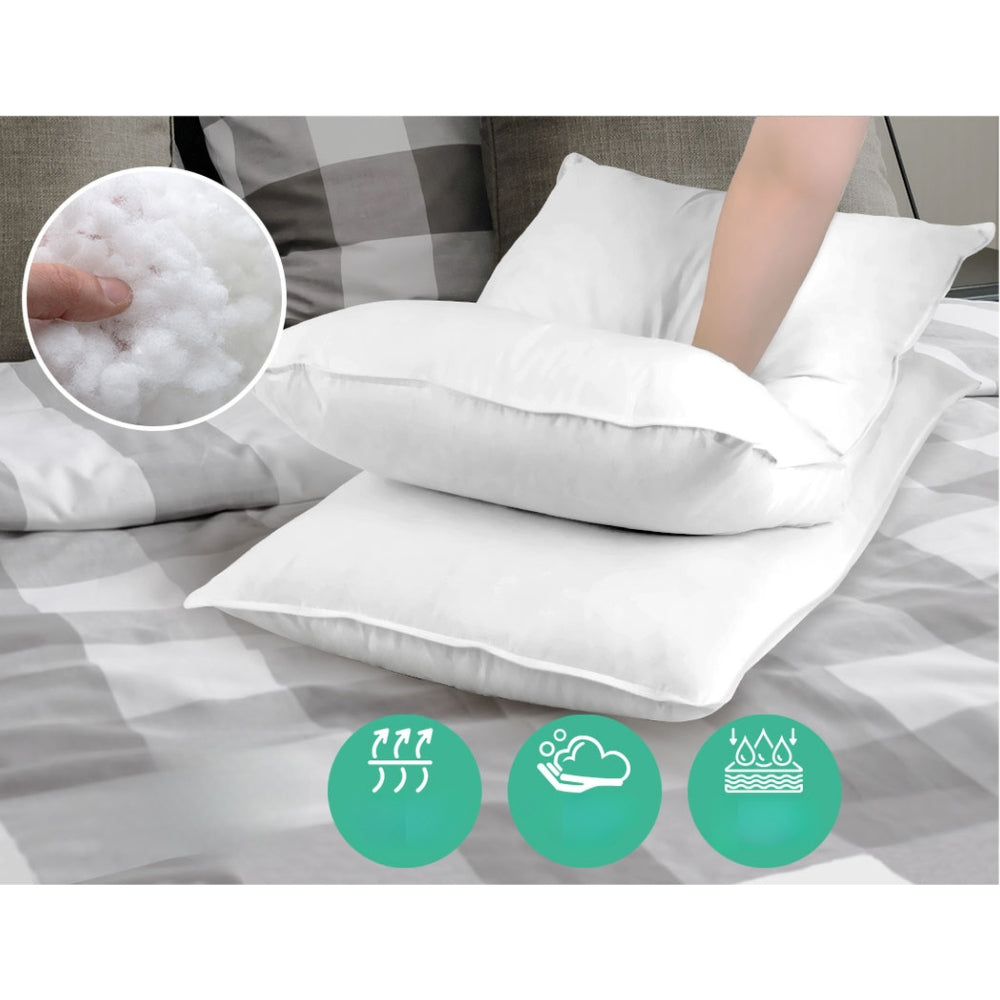 Bedding Pillow Medium Firm Microfibre Fiiling King - Set of 4
