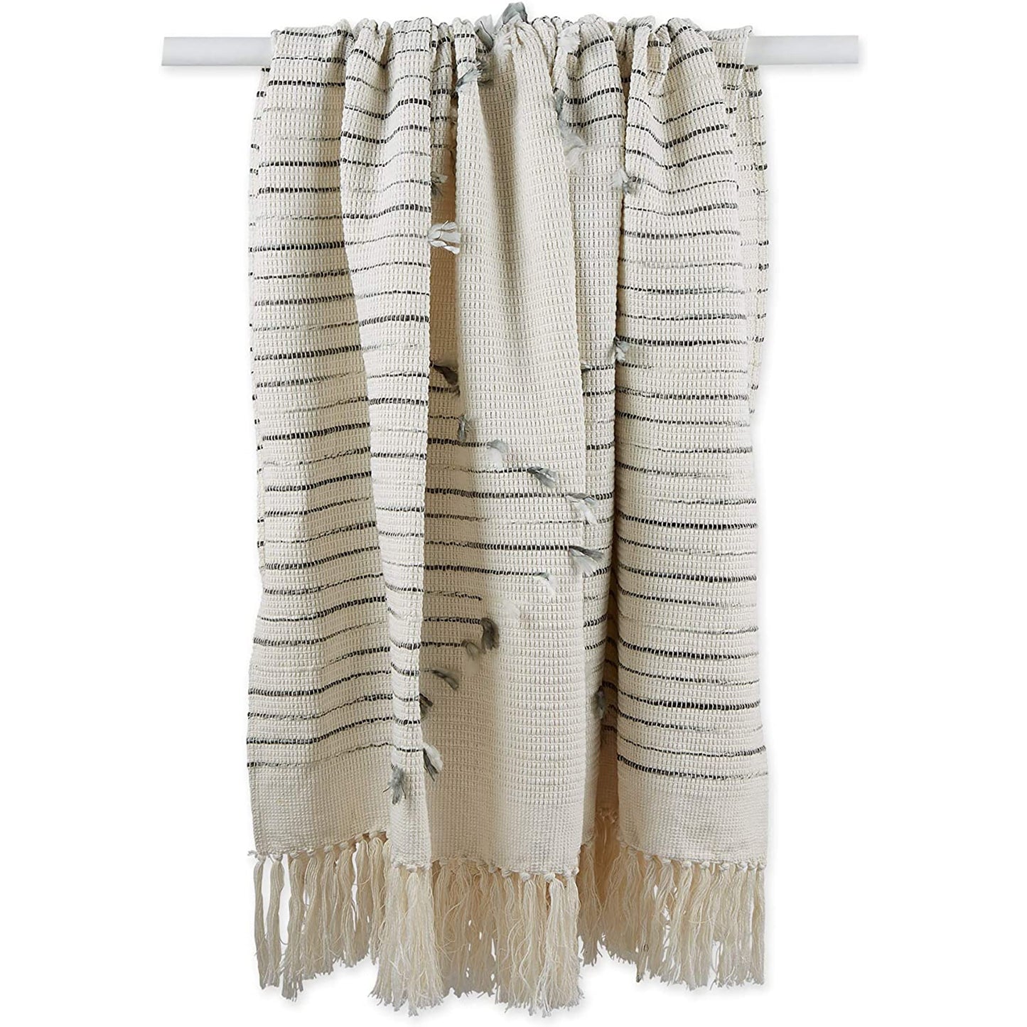 Diamond Cut Cotton Throw Blanket 50x60 with Fringe - Black and Gray