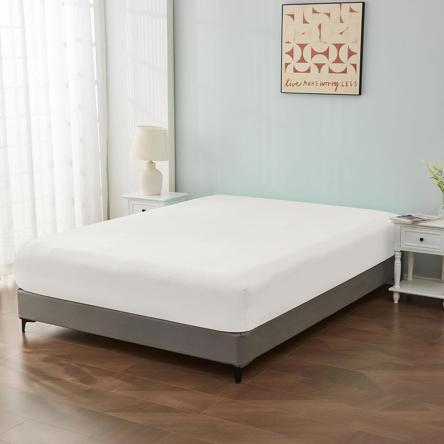 1000TC Cotton Blend Soft and Breathable Fitted Sheet 40cm Deep Pocket - White