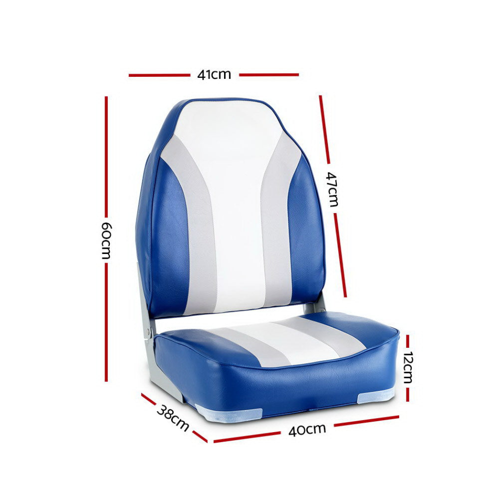 2X Folding Boat Seats Seat Marine Seating Set All Weather Swivels