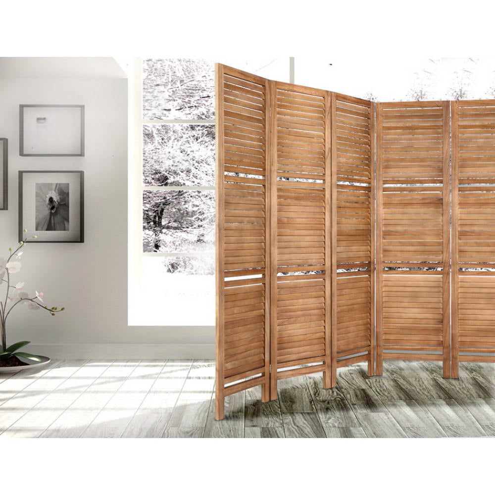 Room Divider Screen 8 Panel Privacy Dividers Shelf Wooden Timber Stand