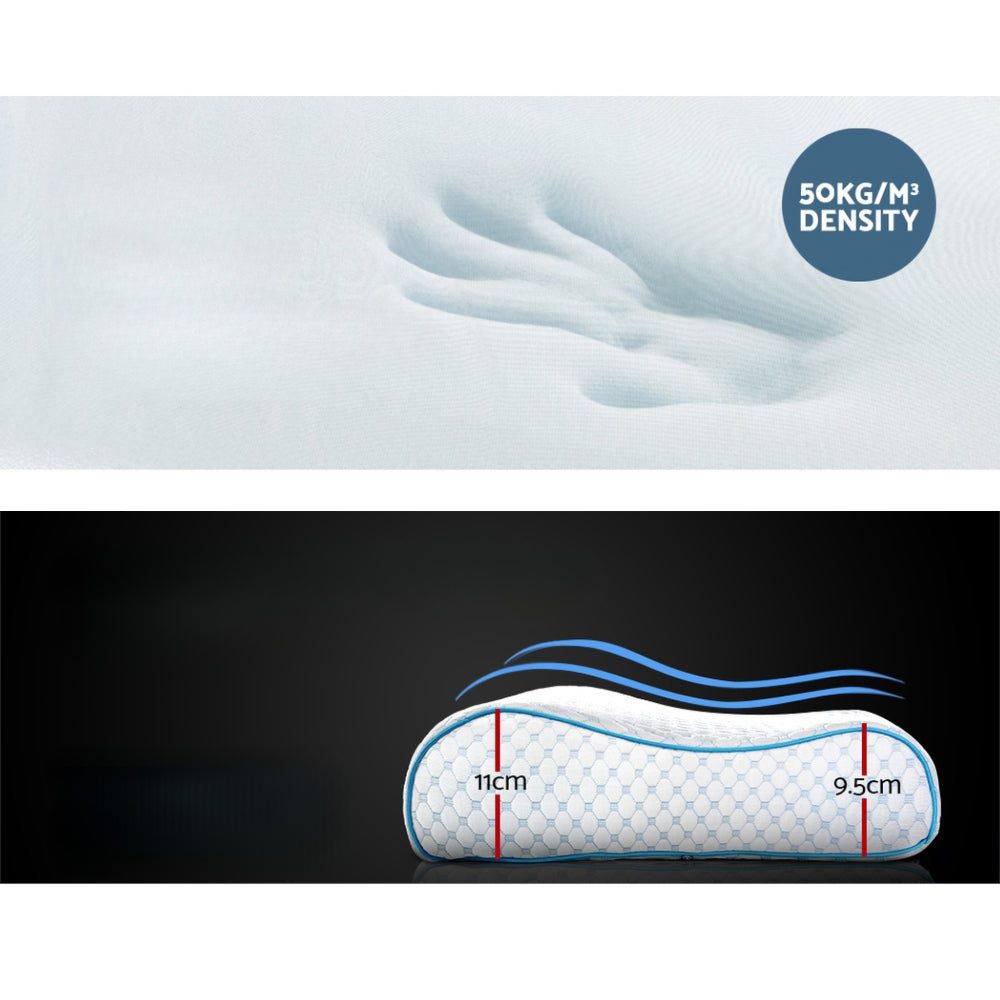 Memory Foam Pillow Ice Silk Cover Cool Cervical Support - 350GSM
