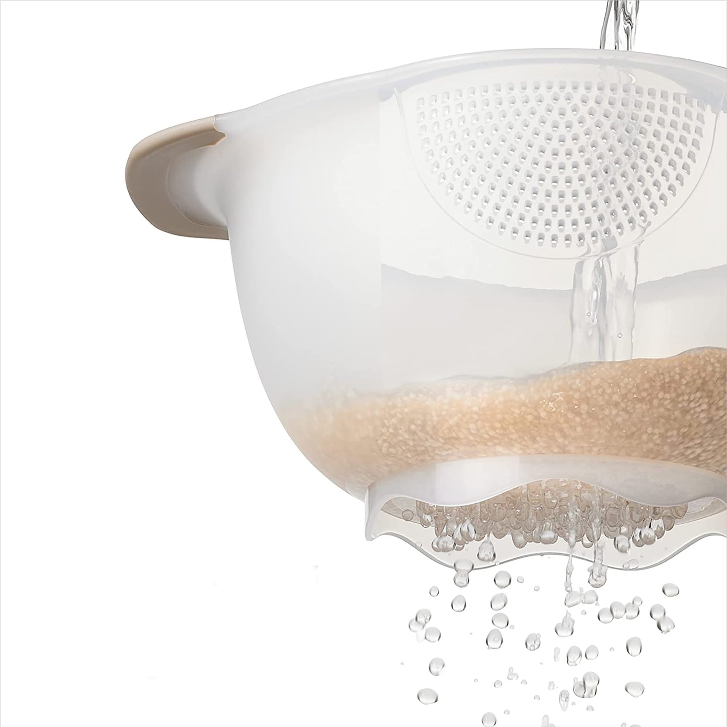 Rice and Grain Washing Colander - White